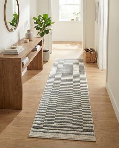 Tapete corredor moderno gris e marfil 10 pies