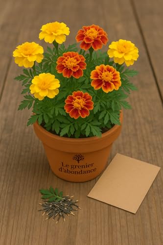 50 graines à semer - Le Grenier d'Abondance - OEILLET D'Inde Bonita - Tagetes Patula Bonita