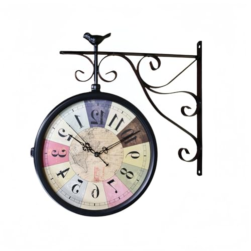 雰囲気⭕️ ブリキ掛時計　両面時計　アンティーク　インテリア　レトロ　世田谷ベース 雰囲気⭕️ ブリキ掛時計 両面時計 アンティーク インテリア