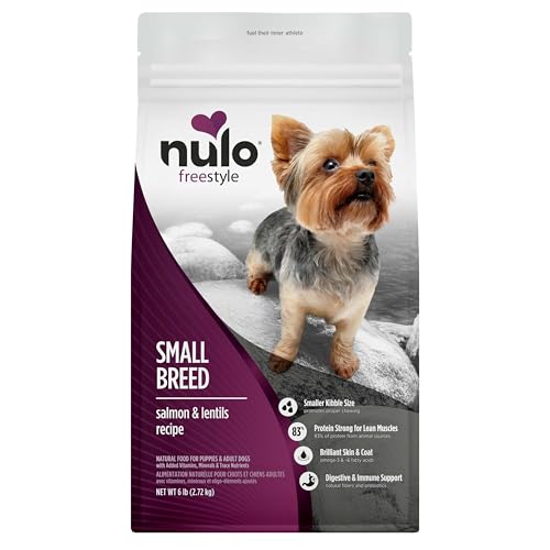 Nulo FreeStyle Small Breed Dog Food Dry - Salmon & Lentils Puppy & Adult Grain Free Dog Food Natural High Protein Smaller Sized Kibble with BC30 Probiotic for Healthy Digestion Support 6lb Bag