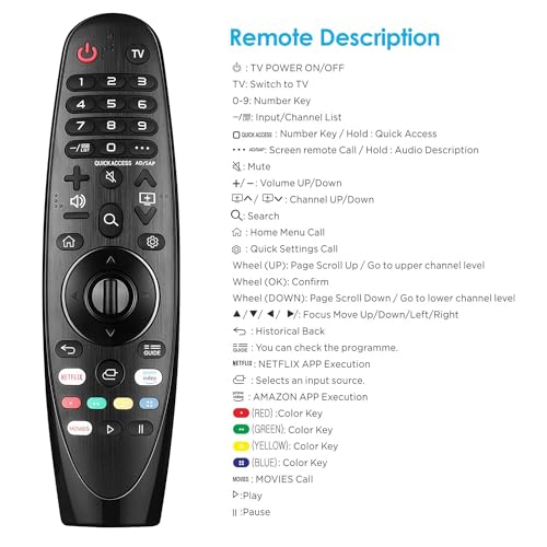 Image of Compatible with Lg Tv Magic Smart Remote Model-AKB75855501 AN-MR20GA Without Scroll Mouse Pointer and Non Voice Command - No Pairing Required Plug & Play Remotes.