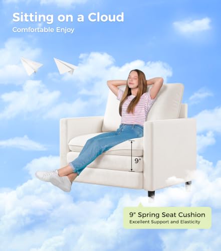Image of Welzona 3-Layers Cloud Accent Chair, 33 inch Reading Chair, Teddy Arm Chairs