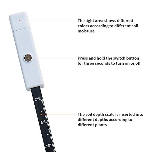 Soil Moisture Meter, Plant Water Meter for Indoor Plants Watering Reminder Plant Care Soil Moisture Sensor Three Color Warning Lights Instant Reading Plant Moisture Meter Moisture Tester - Image 6