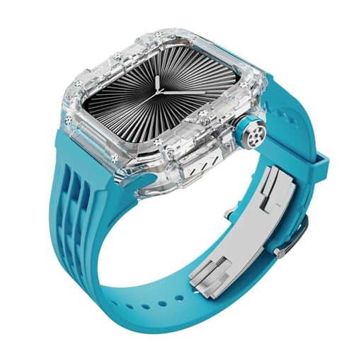 Apple Watch Series 10 46mm�p�o���h�t���N���A�Ŋ��ȃP�[�X�A�N���X�^�������~���^���[�J�o�[�o���p�[�^�N�e�B�J���AiWatch S10 46mm�p�����Y�X�g���b�v�V���R���X�g���b�vMod�L�b�g(Tr-blue-s)
