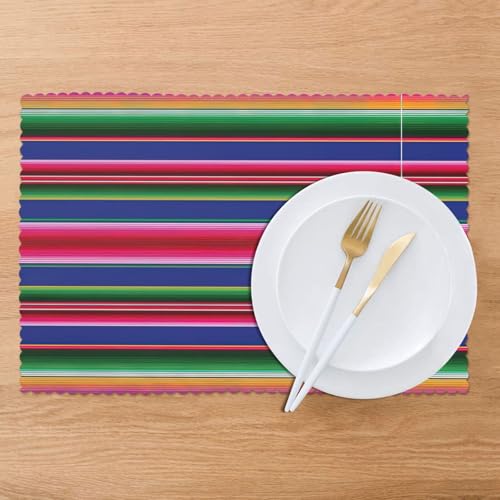 Lot de 6 sets de table rectangulaires polyester résistant chaleur - 8