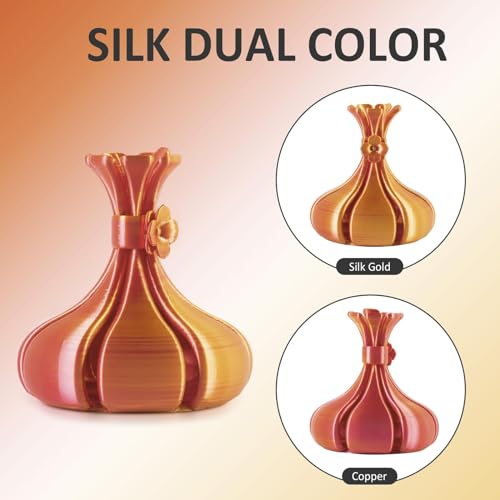 Image of Geeetech Silk PLA Filament 1.75mm Silk Dual Color Filament, Coextrusion Dichromatic Metal-Like Shiny Consumable 1kg (2.2lbs) 1 Spool, Dimensional Accuracy + /- 0.02 mm, Gold Copper