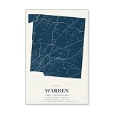 Warren County Ohio Road Map Aluminum Sign, Coastal Cutout, 8" x 12"