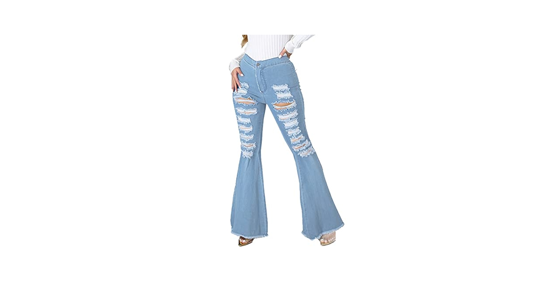 Amazon.com: TNXZ Jeans for Women Stretch Ripped High Waisted