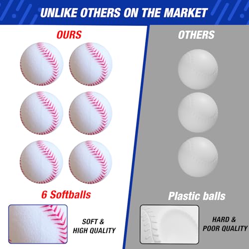 image for HYES 3-in-1 Baseball Set for Kids 3-5 - Tee Ball Stand, Hanging Tee, B