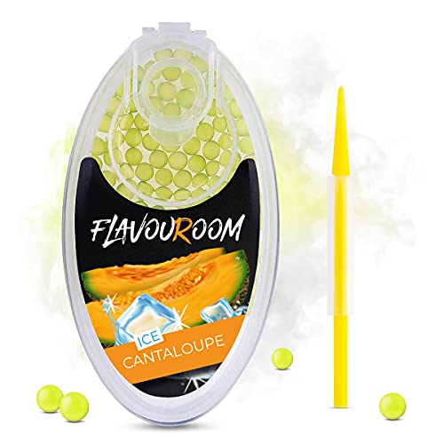 Flavouroom - 100 cápsulas de cantalupo helado | Capsulas aromaticas para un sabor inolvidable | incluye caja para guardar las bolas de melón Click Pods Cover