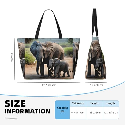 Elephant And Baby Elephant Large Beach Tote Bag Women Beach Tote Bag For Pool Gym Grocery Travel With Multiple Pocket4