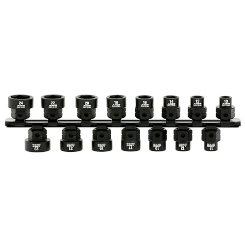 Image of ARES 29020 15-Pc 1 /2in Metric Nano Sockets, Low Profile, w /Rail