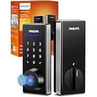 Philips Wi-Fi Smart Keyless Entry Door Deadbolt with Fingerprint ID, App Control, Auto Lock, & Bridge Adaptor, DDL240X-1HB (Satin Nickel)