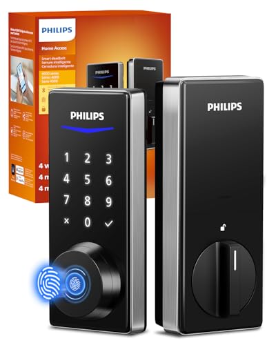 Philips Fingerprint Smart Lock, Keyless Entry Door Lock, Smart Door Locks for Front Door, Keypad Deadbolt, APP Control, 9-Month Long Battery