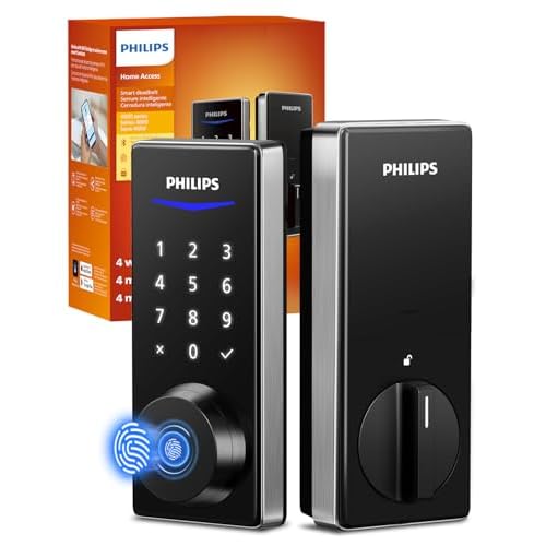 Philips Fingerprint Smart Lock, Keyless Entry Door Lock, Smart Door Locks for Front Door, Keypad Deadbolt, APP Control, 9-Month Long Battery Smart Lock Satin Nickel