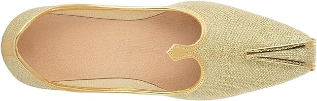 BombayFlow Men's Roy Gold Glitter Punjabi Jutti Indian Handmade Gold Shoes Loafers, Khussa Shoes Juti India Wedding Kurta Sherwani Khussa Mojari Men's4