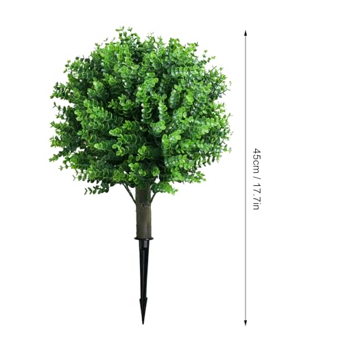 Árbol de bolas de topiario de eucalipto artificial de 17,7" con estaca 7