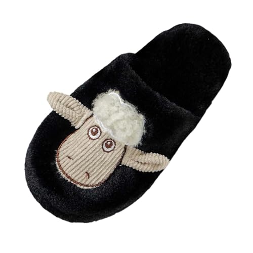 Womens Slippers Warm Plush Flat Sole Non Slip Bedroom Shoes Cozy House Shoes Cartoon Design Winter Home Slippers