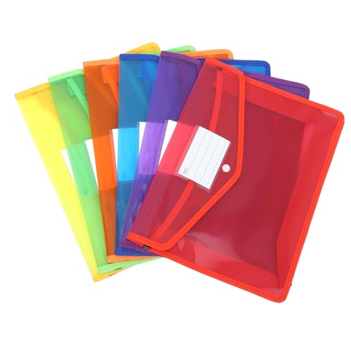 Pochettes plastique A4 transparentes résistantes lot de 6 avec étiquette