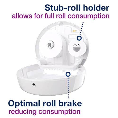 Tork Mini Jumbo Toilet Paper Roll Dispenser White T2, 555020A - image 4