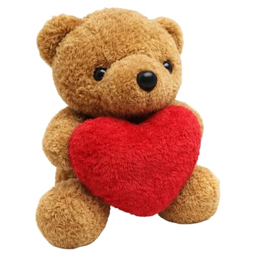 ZYLOUY 20 cm großer Plüschteddy mit Herz, Teddybär, Kuscheltier für Kinder und Erwachsene, Riesen Teddy für Geschenke und Dekoration, Teddy Bear mit weichem Fell
