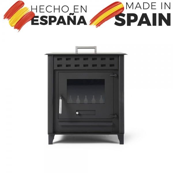 Estufa de leña grande modelo B 14.3 Kw | Chimenea rustica de leña | Estufa de leña clásica para salón salida de humos trasera