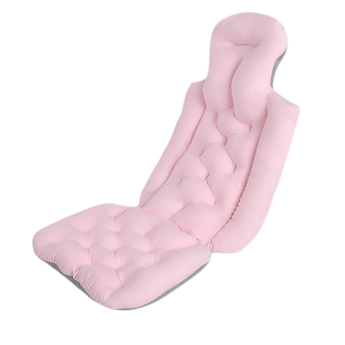 Luxury Bath Mat, Adult Spa Mat, Ergonomic Bath Mats for Tub Neck and Back Support, Bath Tub Mat with Powerful Suction Cups, 3D Air Mesh Breathable Bath Accessories for Women & Men, Pink