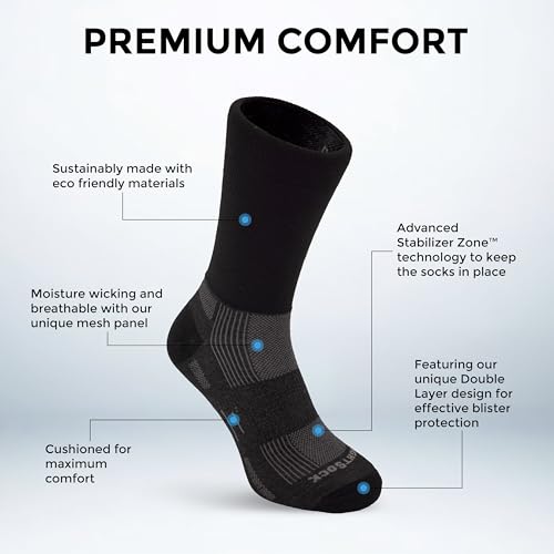 Wrightsock Explore Crew Hiking Socks for Men and Women – Cushioned, Eco-Friendly Anti Blister Socks - American Made2