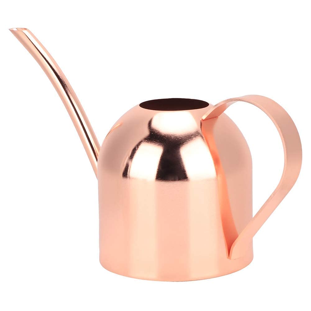 Herchr Rose-Gold 500Ml Bonsai Watering Can, Stainless Steel Metal Watering Pot Plant Flower Long Spout Sprinkling Pot Rose Gold Small Watering Can Pot For House Plants Bonsai