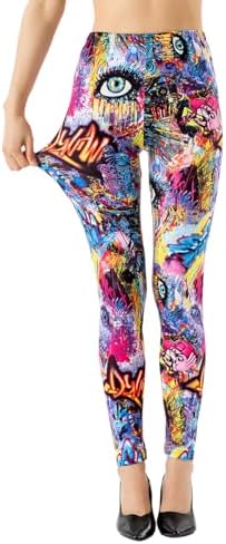 Ndoobiy Printed Leggings Basic Workout Yoga Pants Buttery Smooth Womens Leggings