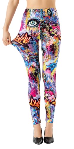 Ndoobiy Printed Leggings Basic Workout Yoga Pants Buttery Smooth Womens Leggings