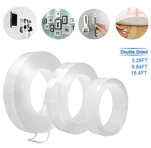 Preisvergleich Produktbild Doppelseitiges Waschbares Klebeband Entfernbares Silikon Nano Transparent Traceless Tape Magic Adhesive rutschfest Wiederverwendbares für Wände Küche Teppichbefestigung (1 / 3 / 5M),3M