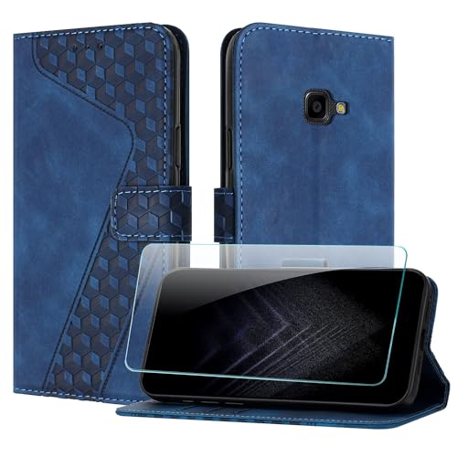 JayModCase Funda para Samsung Galaxy Xcover 4 / 4S, PU Piel Flip Carcasa con [Galaxy Xcover 4S Protector de Pantalla] Cierre magnético Soporte Plegable Tarjetas y Cartera (Azul)
