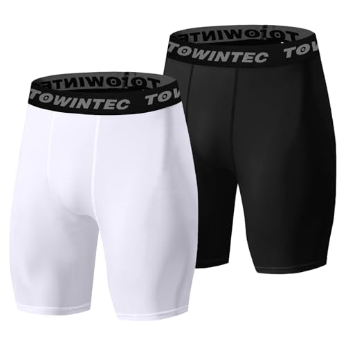 Towintec Mallas Cortas Running Hombre Pantalones Cortos de compresión Polainas Cortos de Transpirable Secado Rápido Mallas de Atletismo Base de compresión con Entrenamiento Deporte Fitness