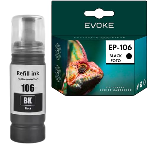 EVOKE 106 XL Ink Compatible with Epson L7160 L7180 ET-7700 ET-7750 Black Photographic (Photo Black) 5000 Pages 70ml