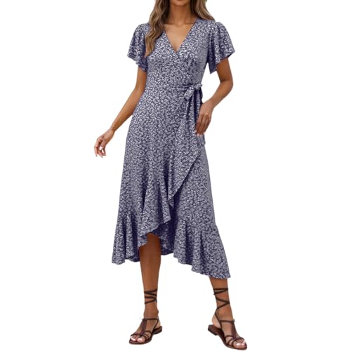 Robe d'été longue avec col fleuri et taille haute pour un style boho élégant