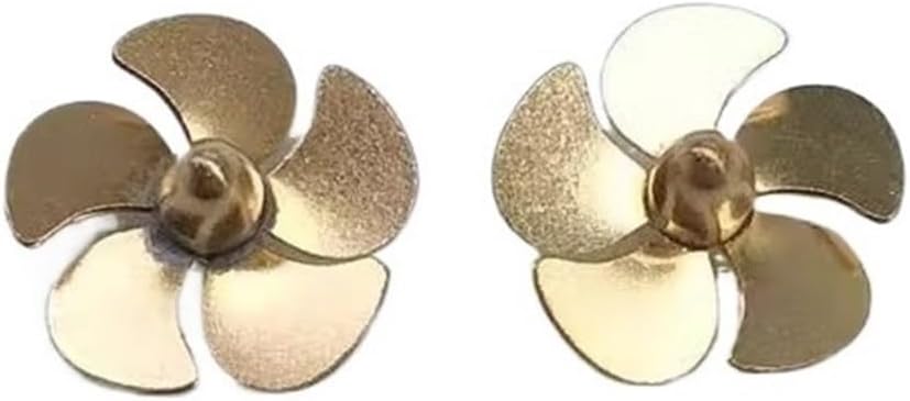 RC Boat Propeller, 5-Blades 16mm Brass Prop Set for Military/Civilian Ship Models, 2mm Bore (1 Pair, 1 Left + 1 Right Hand)