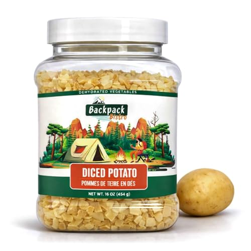 Backpack Bistro Dehydrated Diced Potatoes 16 oz (454 g) | Emergency Food Daily & Backpacking Meals | Dehydrated Vegetables for Mashed Potatoes Hash Browns Soup Pancakes | Vegan Non-Bioengineered | By Pride Of India