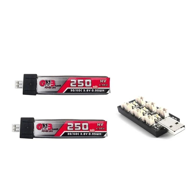 YSJOZWA Batterie LiPo GNB 1S 250 mAh 3,8 V 30C/60C 4,35 HV et Chargeur pour Drones QX65 Blade Nano, QX CPX MSR, Inductrix FPV Tiny7 Beta65S(Red)