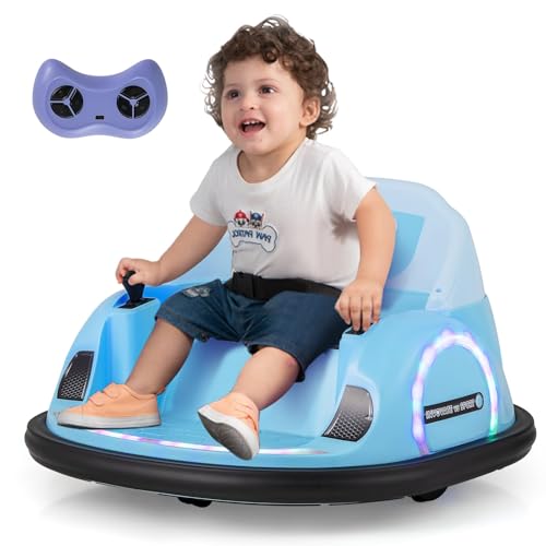 FANTASK Coche Coche Coche Parachoques Eléctrico Coche con Luces LED Intermitentes & Control Remoto Música y Rotación 360 Grados Scooter Infantil para Niños a Partir de 18 Meses (Azul)