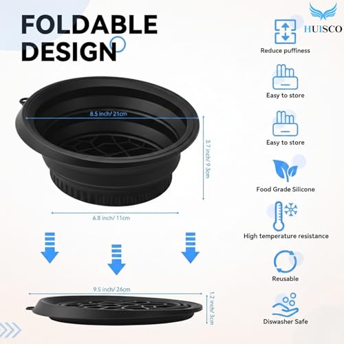 Image of Silicone Collapsible Face Bowl with Built-in Ice Tray | BPA-Free Round Face Bath Basin for Icing Soaking & Skincare | Portable Dishwasher Safe | Black