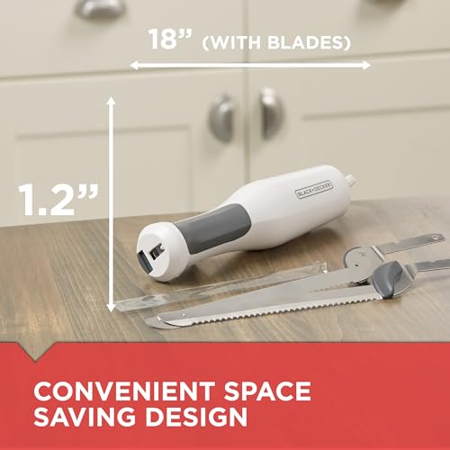 BLACK+DECKER 9 inch Electric Carving Knife, Comfort Grip Handle & Safety Lock Button, Stainless Steel Blades and Dishwasher Safe Parts, Corded, White - image 8