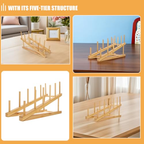 Porte-plat en bois 5 étages Hemobllo artisanat - 8