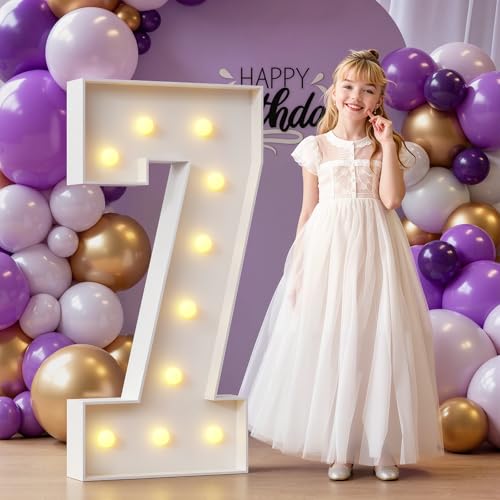 Chiffre 7 lumineux pour anniversaire inoubliable avec lumières chaudes chaleureuses