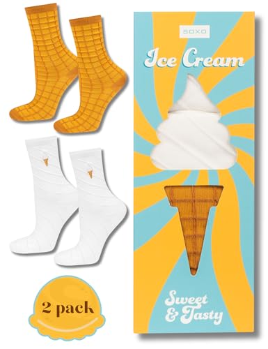 soxo Cupcake Eis Damen Socken Geschenke Frauen Lustige Geschenk Bunte Damensocken 35-40 Ice Cream 2 Paar