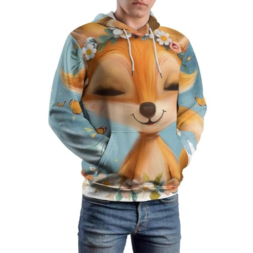 Sweatshirt pullover papillon renard fleur hoodie chaud en taille S