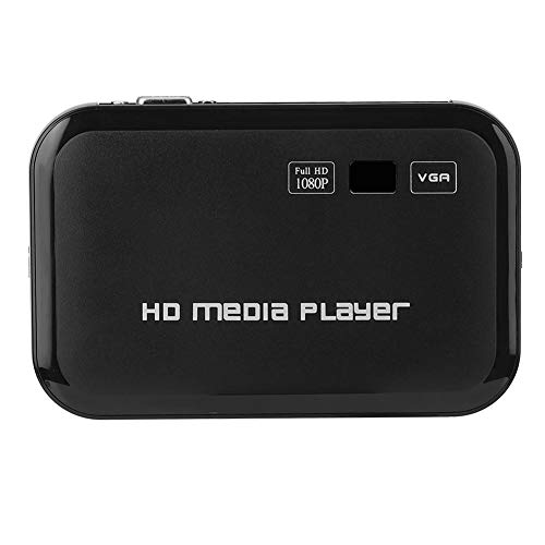 Reproductor multimedia HD, puertos HDMI Reproductor digital portátil 1080P reproducción de video y fotos con unidad USB/tarjetas SD/dispositivos externos, salida HDMI/AV/VGA(Enchufe de la UE)