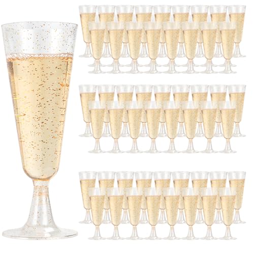 JMIATRY 100 Copas De Plástico Transparente, 160 ml, Reutilizable, Para Champán, Vino, Fiestas, Bodas, Cumpleaños