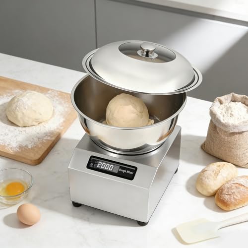 HCAUYNN Amasadora eléctrica con función fermentación - Amasadora doméstica 8 kg, Cuenco de Acero Inoxidable 304, para Hacer Pan Fresco, Pizza y Fideos 8kg(18lbs)