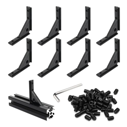 Image of 8Pcs 2020 Aluminum Extrusion Black Corner Bracket T Slot Inside L Shape Joint Angle Hardware Panel Mount Connector with Screws for 20 Series 20 /20 2040 V Slot Extruded Aluminum Profile